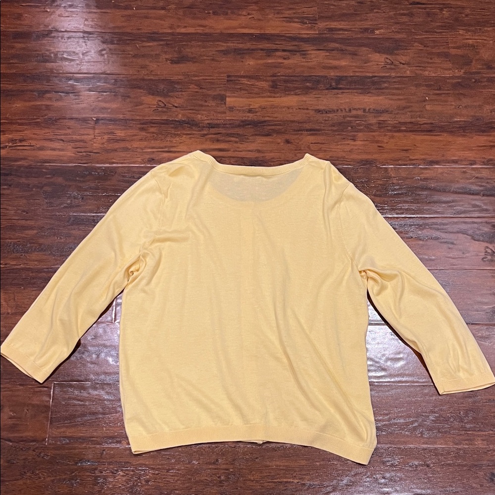 Talbots Pastel Lightweight Pastel Yellow Button-Down 3/4 Sleeve Cardigan Size XL - Picture 9 of 9